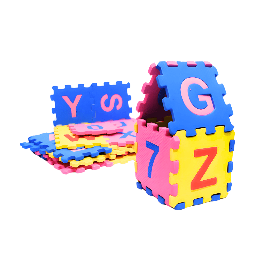 Foam Mat for Kids, Interlocking Learning Alphabet and Number Mat for Kids - Multi-Color(Rndom colour will be send) - Kids Bestie