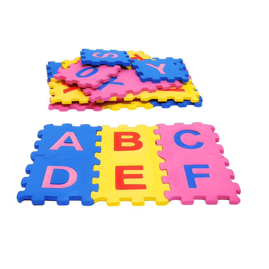 Foam Mat for Kids, Interlocking Learning Alphabet and Number Mat for Kids - Multi-Color(Rndom colour will be send) - Kids Bestie
