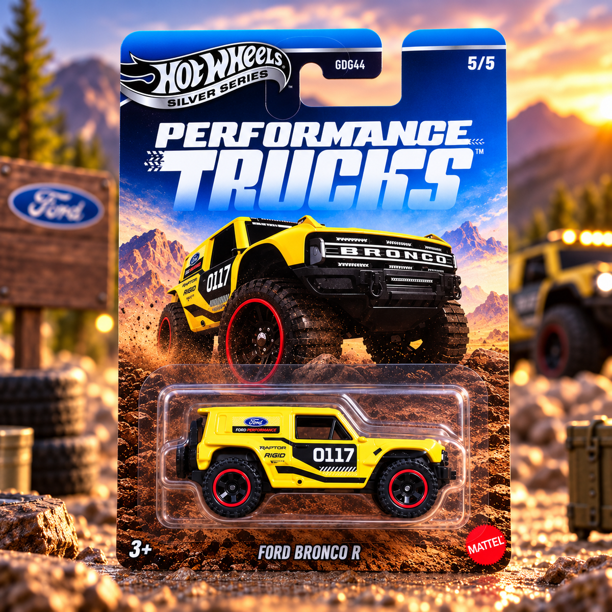Hot Wheels Silver Series Performance Trucks Ford Bronco R – Yellow 0117 Off-Road Die-Cast Collectible | 5/5