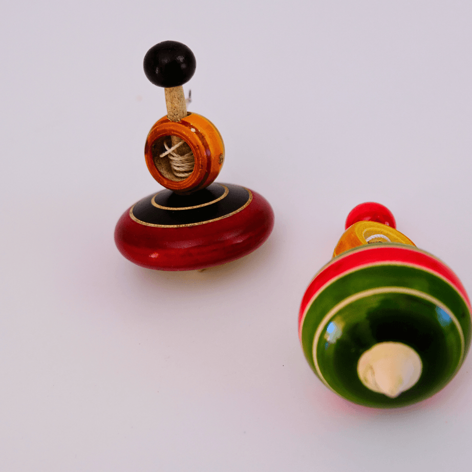 Hand made Small Wooden Spinning Tops-1 Piece (Random colour will be send) - Kids Bestie