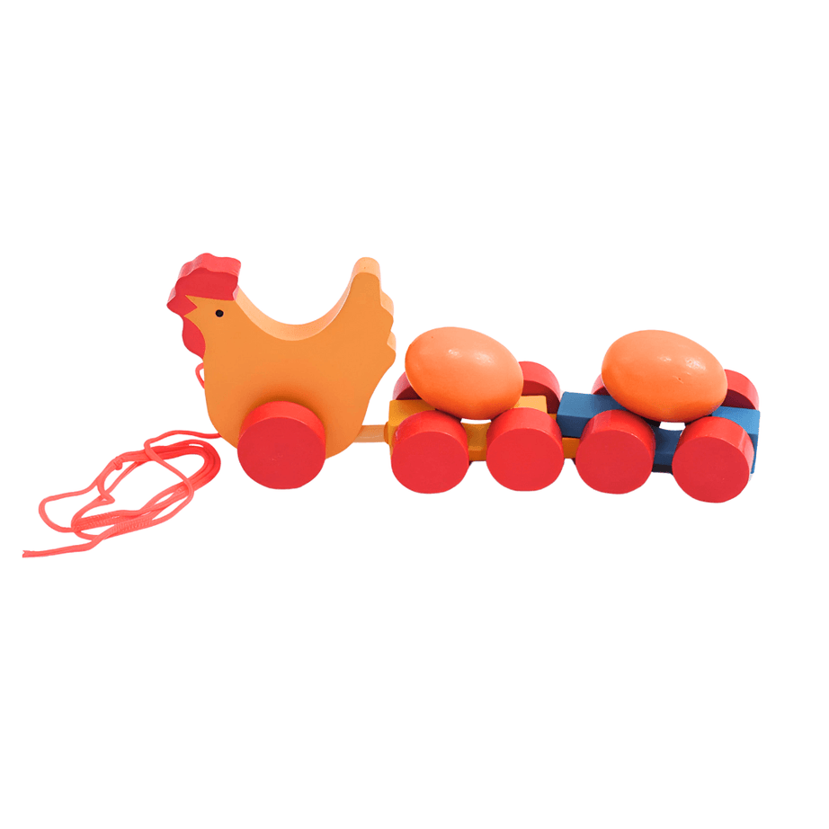 Hen with Eggs Pull Along Toy - Kids Bestie