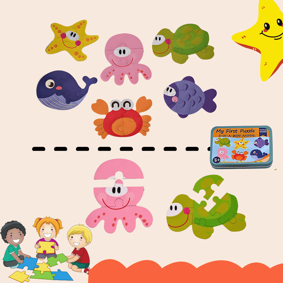 Jigsaw Puzzles for Kids – 6 in 1 Marine Animal Jigsaw Puzzle - Kids Bestie