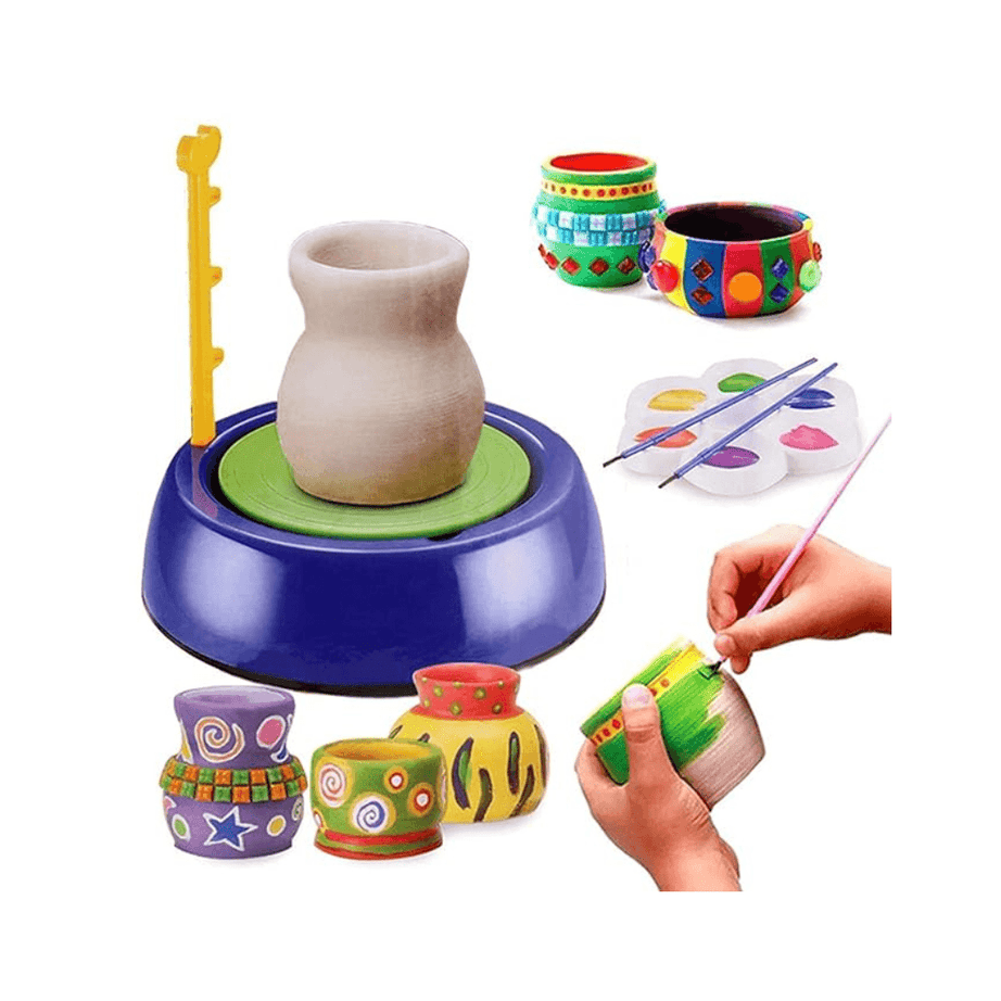 Kids Pottery Wheel Kit - Battery Operated Pottery Wheel & Painting Kit - Kids Bestie