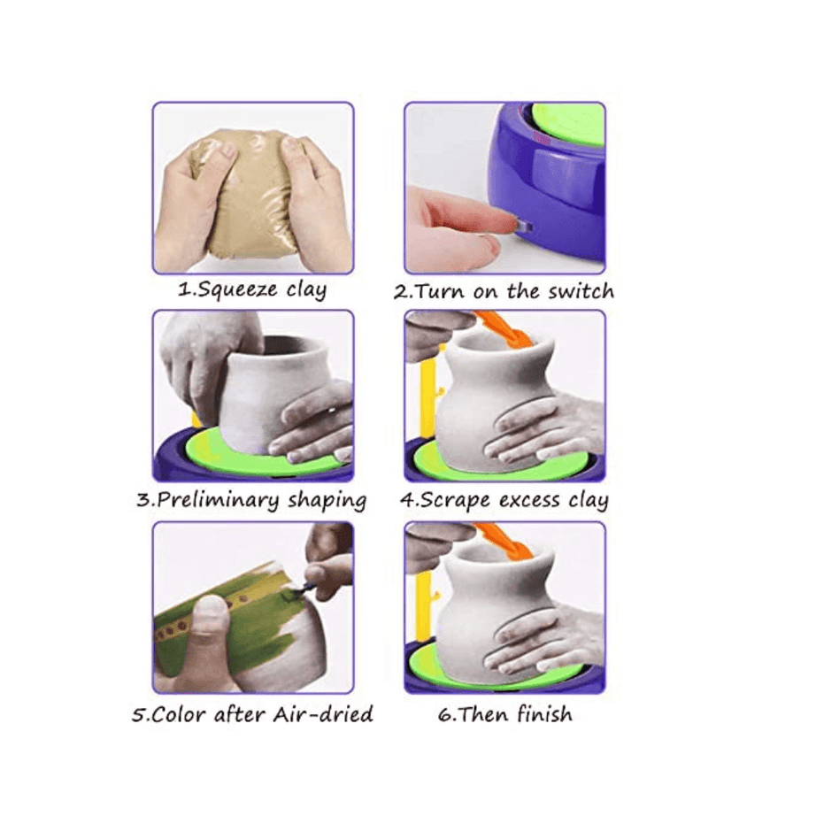 Kids Pottery Wheel Kit - Battery Operated Pottery Wheel & Painting Kit - Kids Bestie