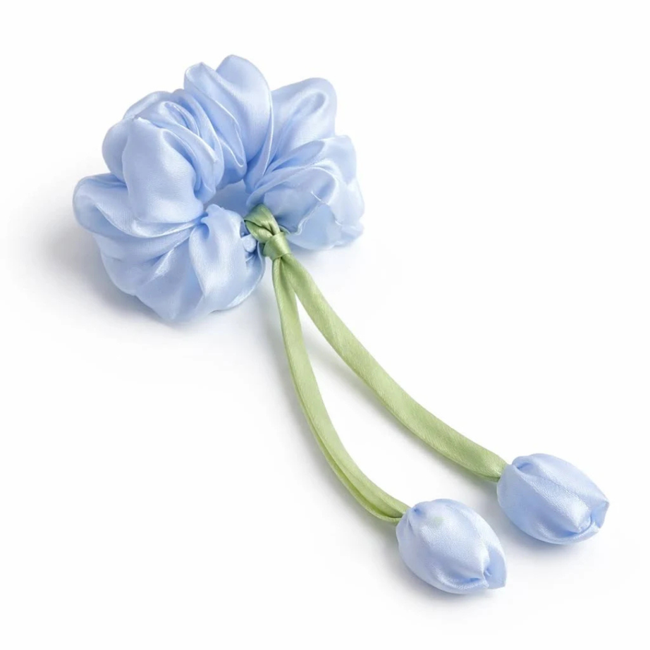 Tulip Floral Scrunchies  | Elegant Flower Hair Scrunches for Girls & Women