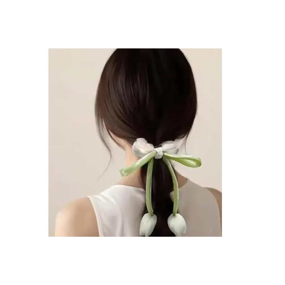 Tulip Floral Scrunchies  | Elegant Flower Hair Scrunches for Girls & Women