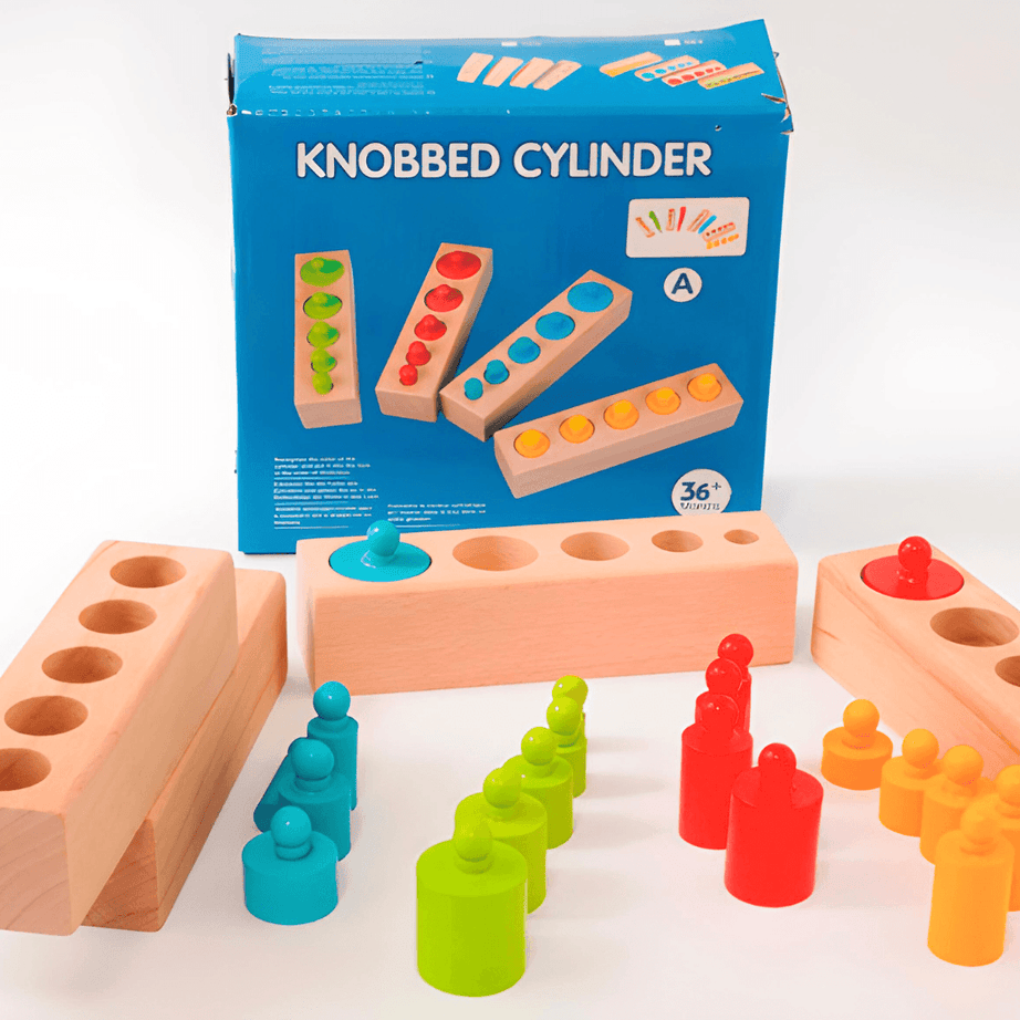 Knobbed Cylinder Blocks Montessori - Kids Bestie