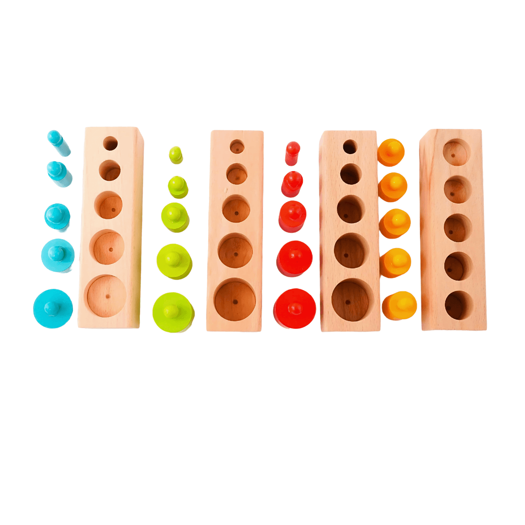Knobbed Cylinder Blocks Montessori - Kids Bestie
