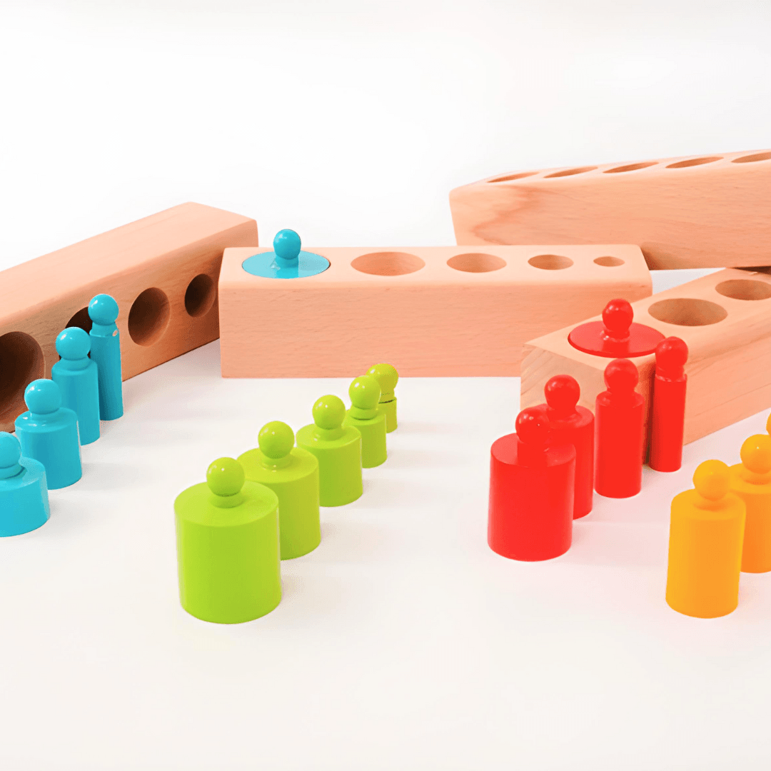 Knobbed Cylinder Blocks Montessori - Kids Bestie