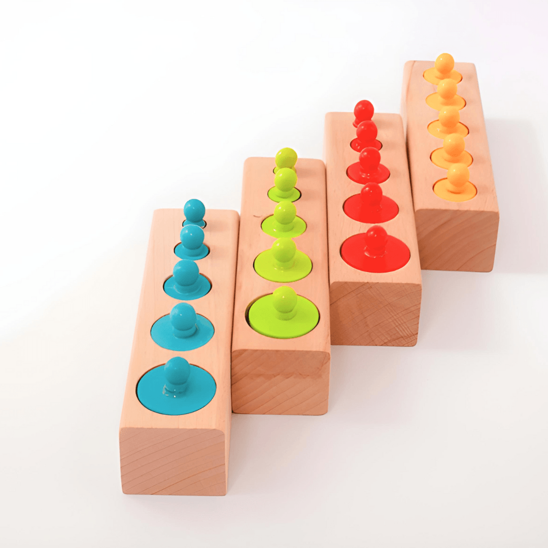 Knobbed Cylinder Blocks Montessori - Kids Bestie