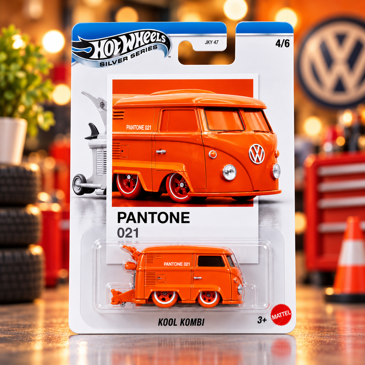 Hot Wheels Silver Series Kool Kombi – Pantone 021 Orange | Volkswagen VW Die-Cast Collectible | 1:64 Scale
