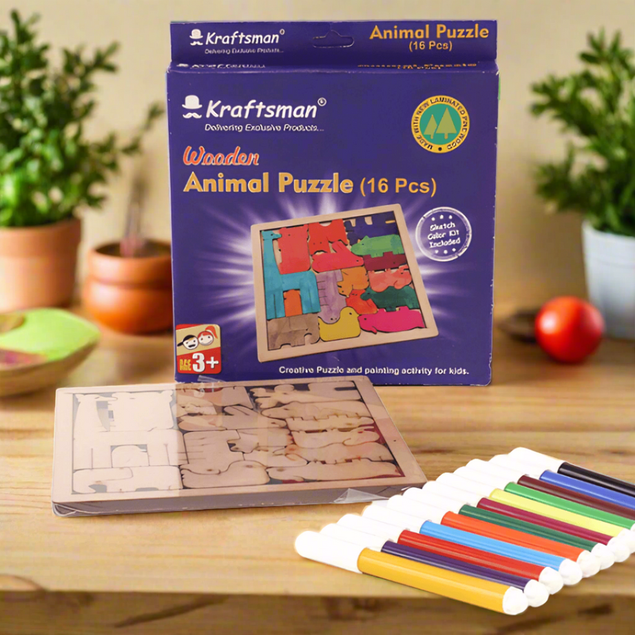 Kraftsman Colouring Animal Puzzles/Layered Puzzle for Kids-Pack of 1 - Kids Bestie