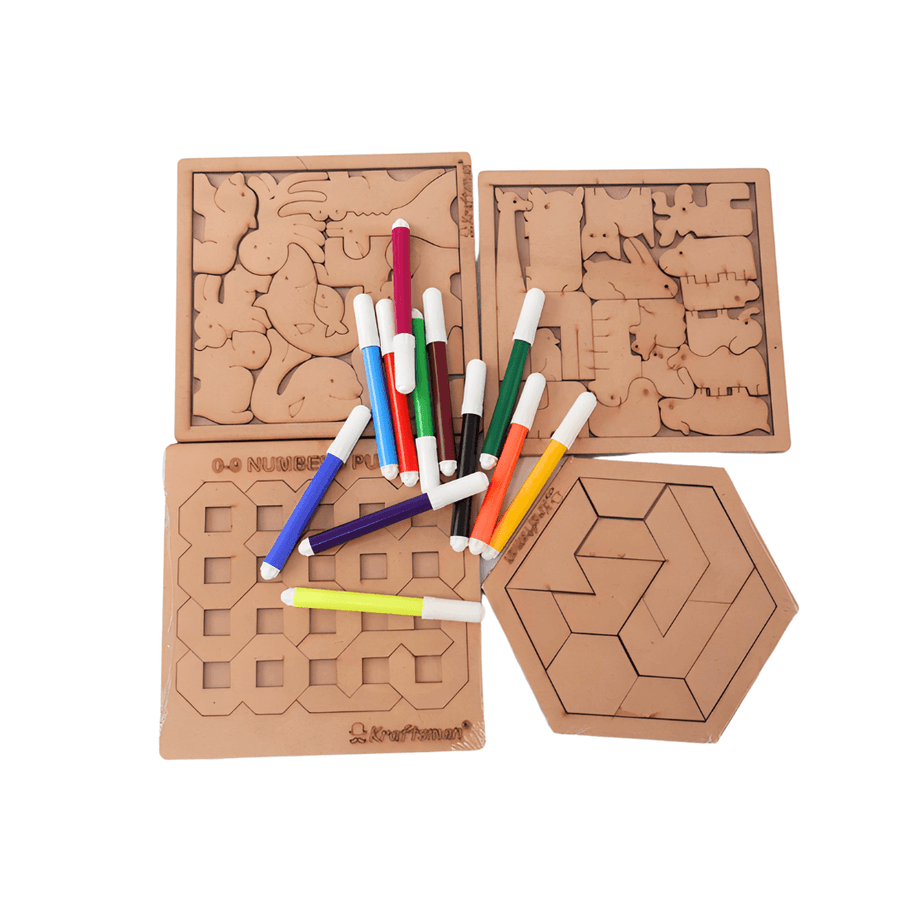 Kraftsman Colouring Animal Puzzles/Layered Puzzle for Kids-Pack of 1 - Kids Bestie