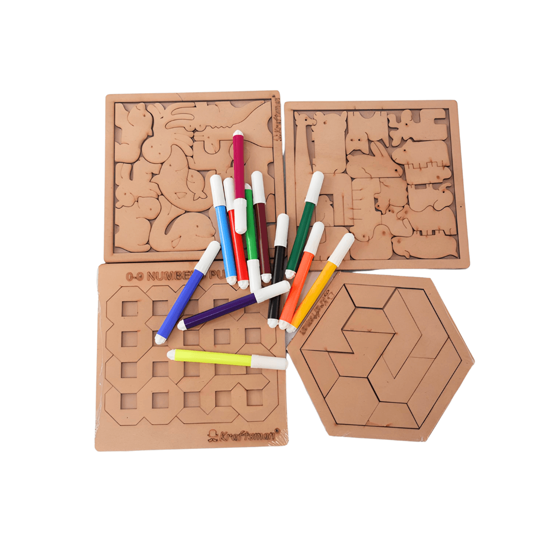 Kraftsman Colouring Animal Puzzles/Layered Puzzle for Kids-Pack of 1 - Kids Bestie