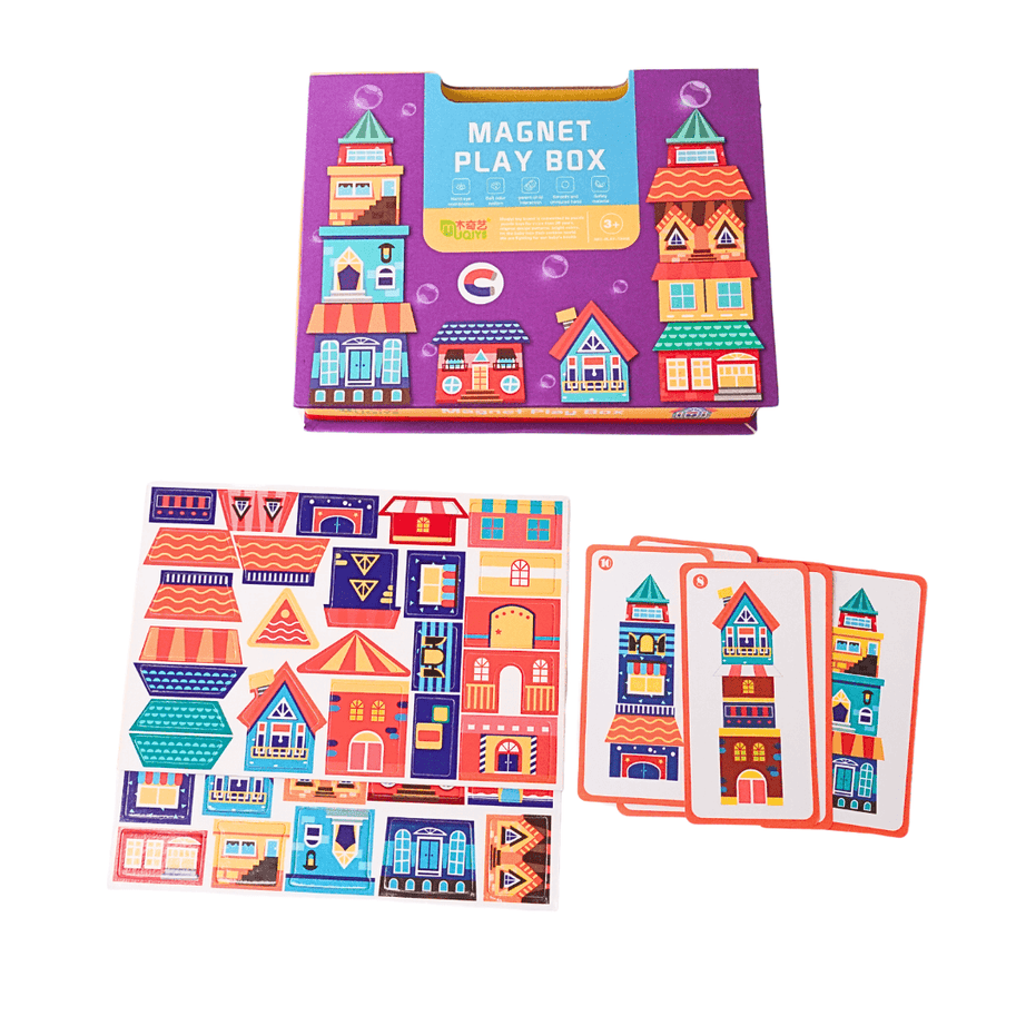 Magnet Play Box Puzzle Game Toy- Buildings - Kids Bestie