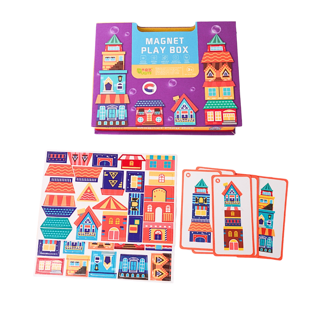 Magnet Play Box Puzzle Game Toy- Buildings - Kids Bestie
