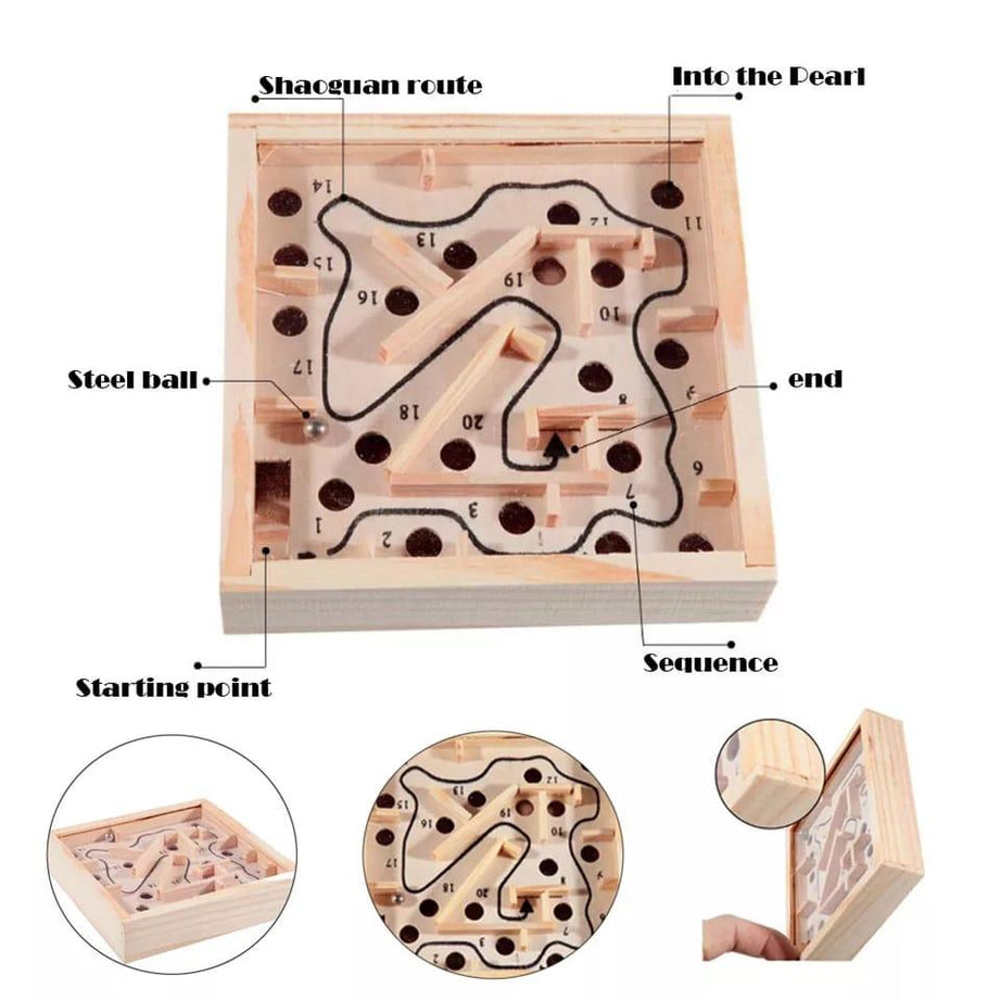 Maze Labyrinth Balance Board Wooden Toy for Kids - Kids Bestie