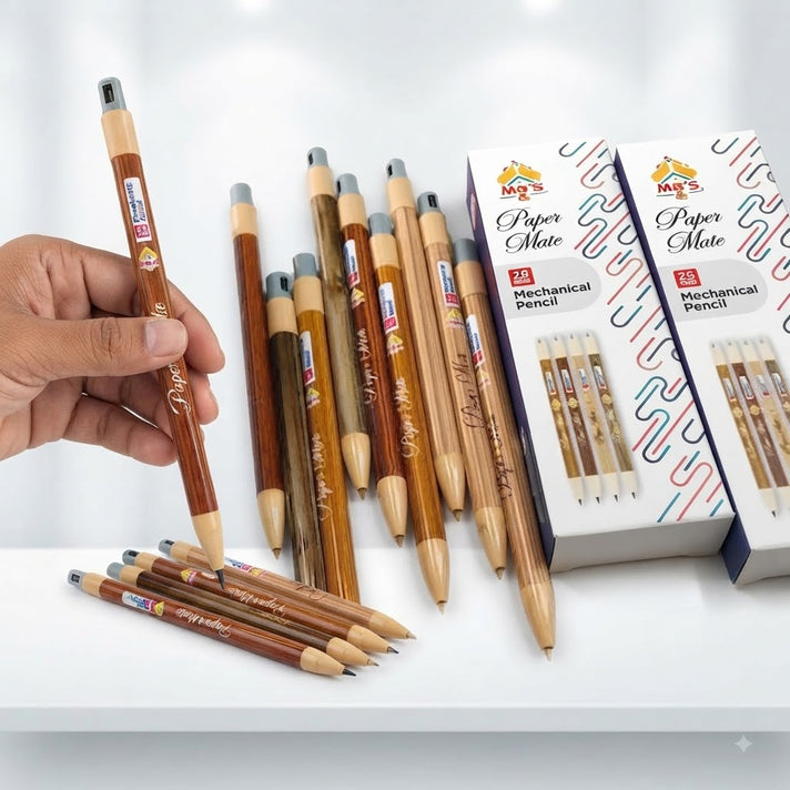 Premium MB'S 2.0mm Mechanical Pencil – Extra Dark Lead with a Classic Wooden Finish
