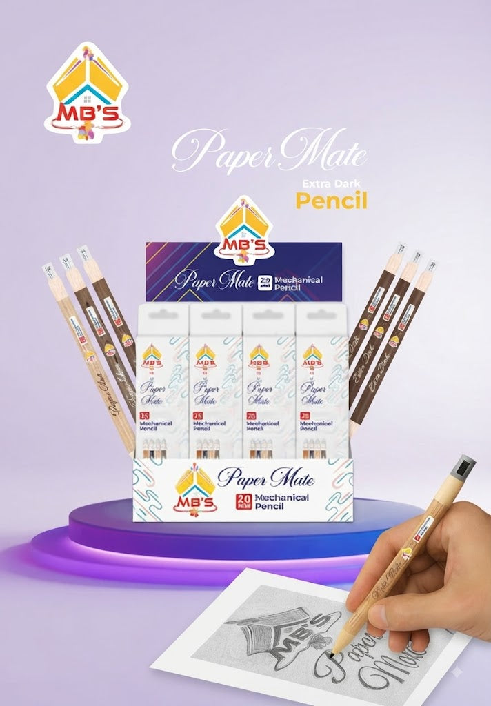 Premium MB'S 2.0mm Mechanical Pencil – Extra Dark Lead with a Classic Wooden Finish