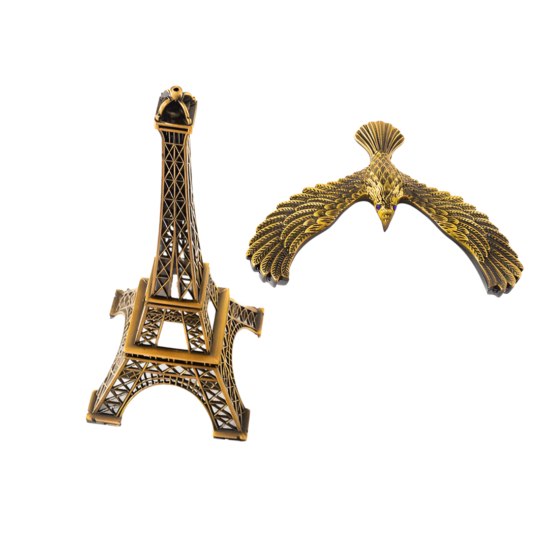 Metal Balance Eagle with Eiffel Tower for Home Decor (Antique Color, Standard) - Kids Bestie