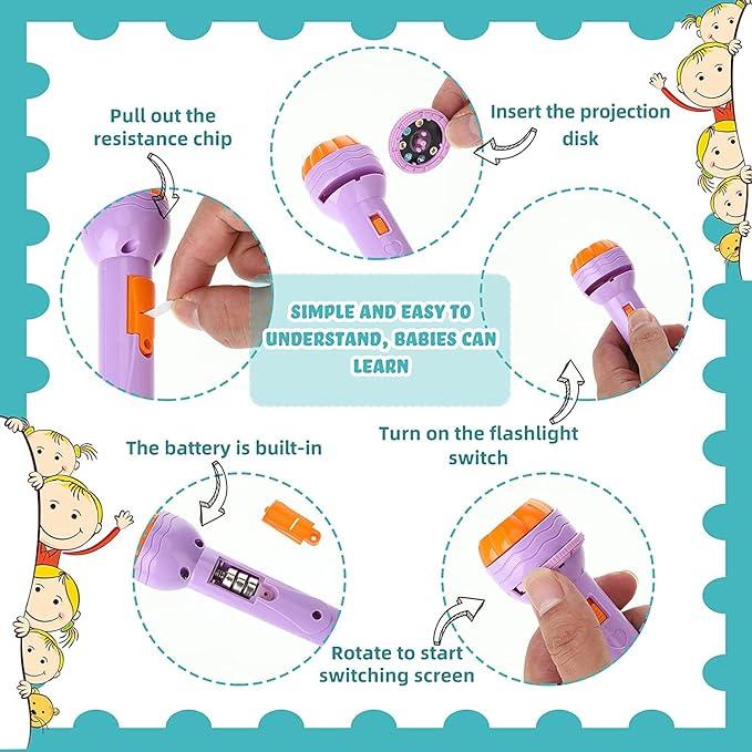 Mini Flashlighht Torch Toy with 3 Slides, 24 Random Pattern-1 Piece - Kids Bestie