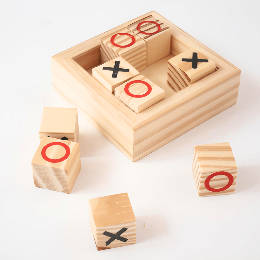 Mini Wooden XOX Tic Tac Toe Zero Cross Game Board Brain Game Board for ...