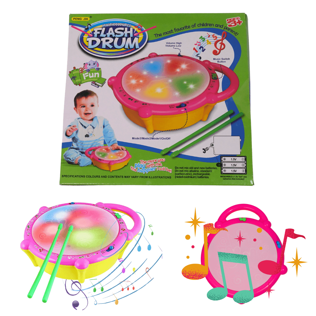 Musical Flash Drum with 3D Lights for Babies - Kids Bestie