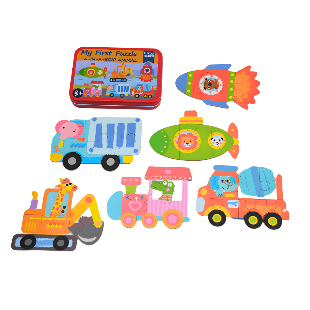 My first Puzzle-6 in 1 Jigsaw Vehicle Puzzle for Kids(Random design will be send) - Kids Bestie