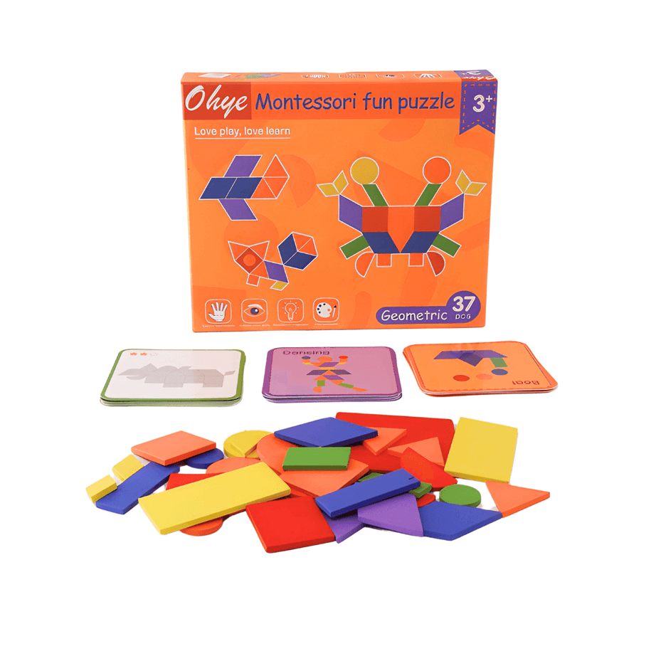 Ohye Montessori Geometric Puzzle, 37 Pieces Tangram Puzzle - Kids Bestie