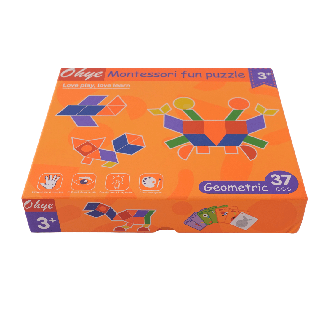 Ohye Montessori Geometric Puzzle, 37 Pieces Tangram Puzzle - Kids Bestie