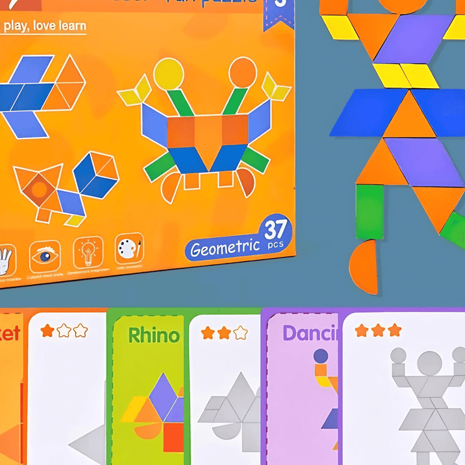 Ohye Montessori Geometric Puzzle, 37 Pieces Tangram Puzzle - Kids Bestie