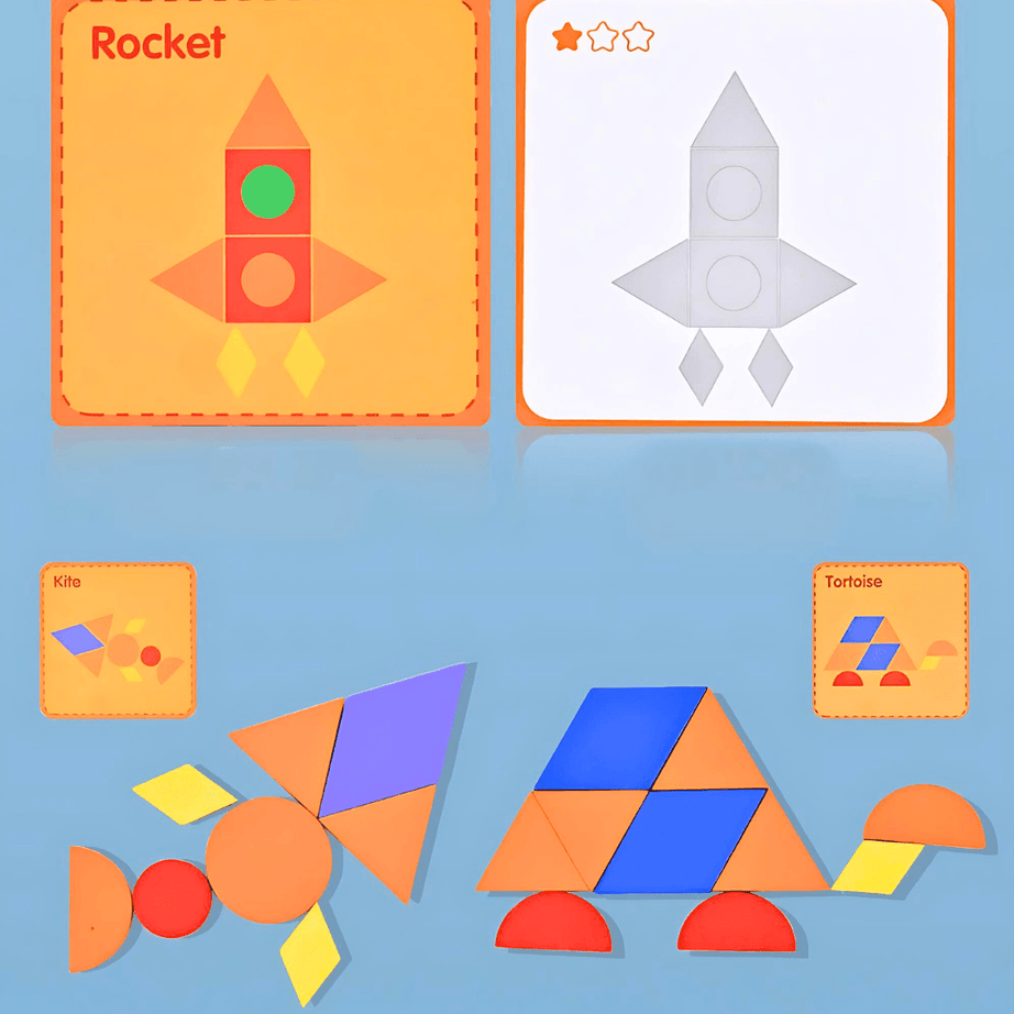 Ohye Montessori Geometric Puzzle, 37 Pieces Tangram Puzzle - Kids Bestie