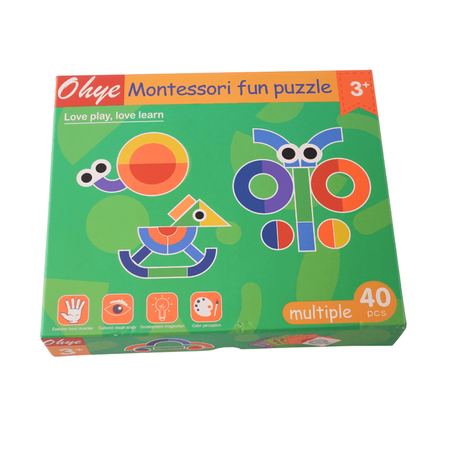 Ohye Montessori Geometric Puzzle, 40 Pieces Tangram Puzzle - Kids Bestie