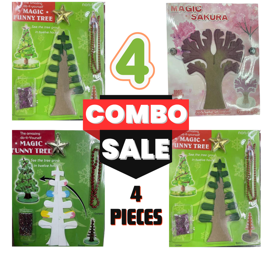 Magic Growing Crystal Christmas Tree - Free Accessories - 4 Pieces