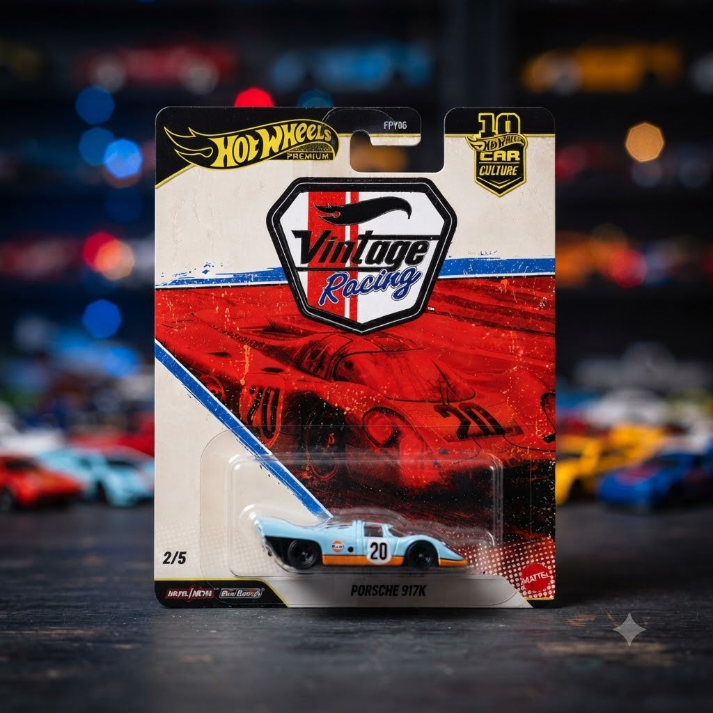 Hot Wheels Car Culture Vintage Racing: Porsche 917K (Gulf Edition #2/5)- Imported