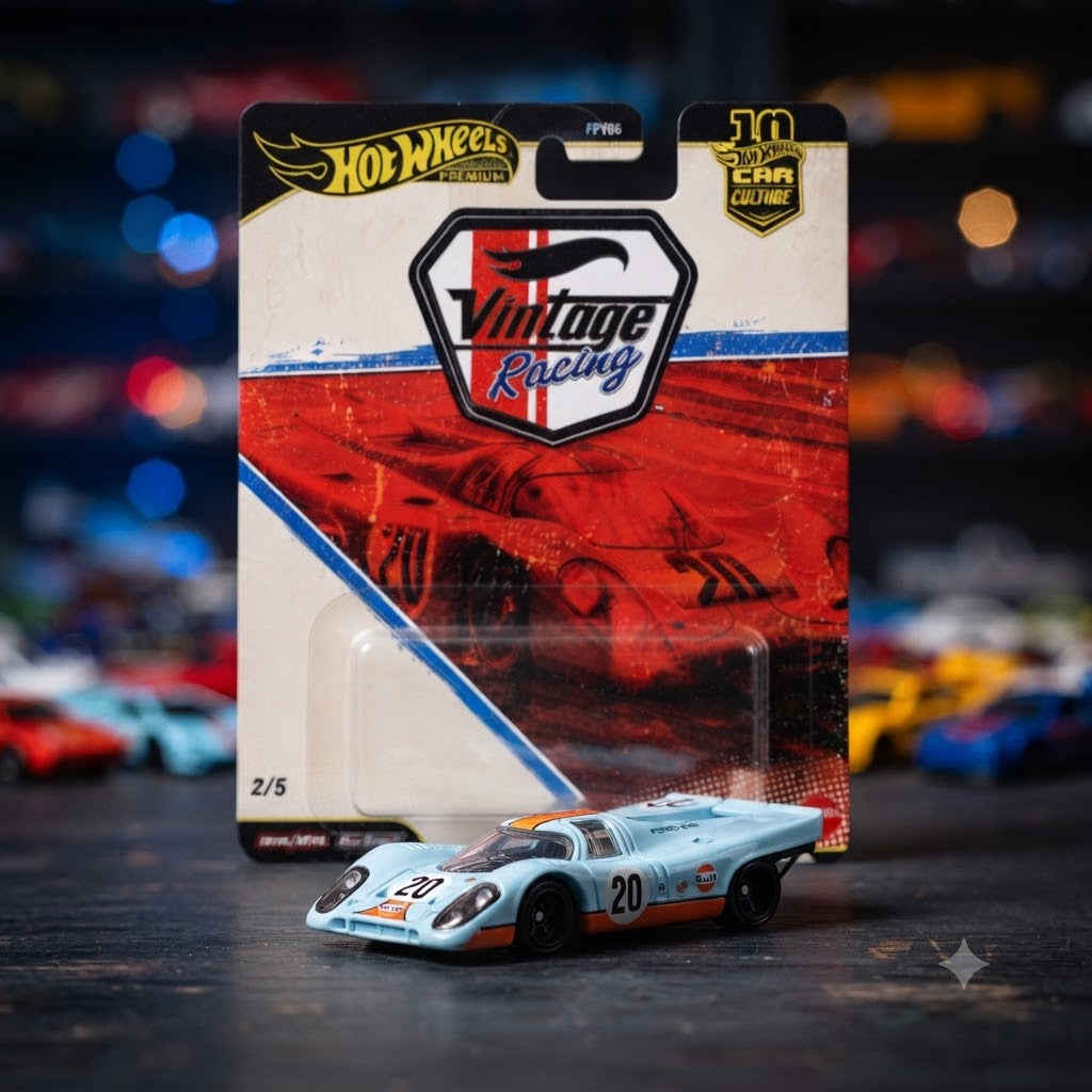 Hot Wheels Car Culture Vintage Racing: Porsche 917K (Gulf Edition #2/5)- Imported