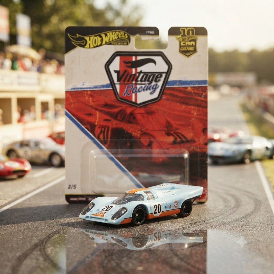 Hot Wheels Car Culture Vintage Racing: Porsche 917K (Gulf Edition #2/5)- Imported