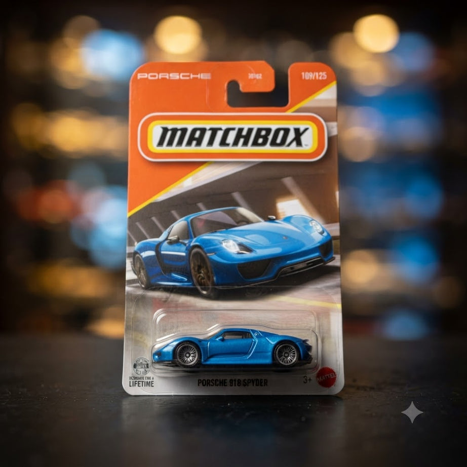 Matchbox Porsche 918 Spyder (Blue) – 109/125 Die-Cast Collectible