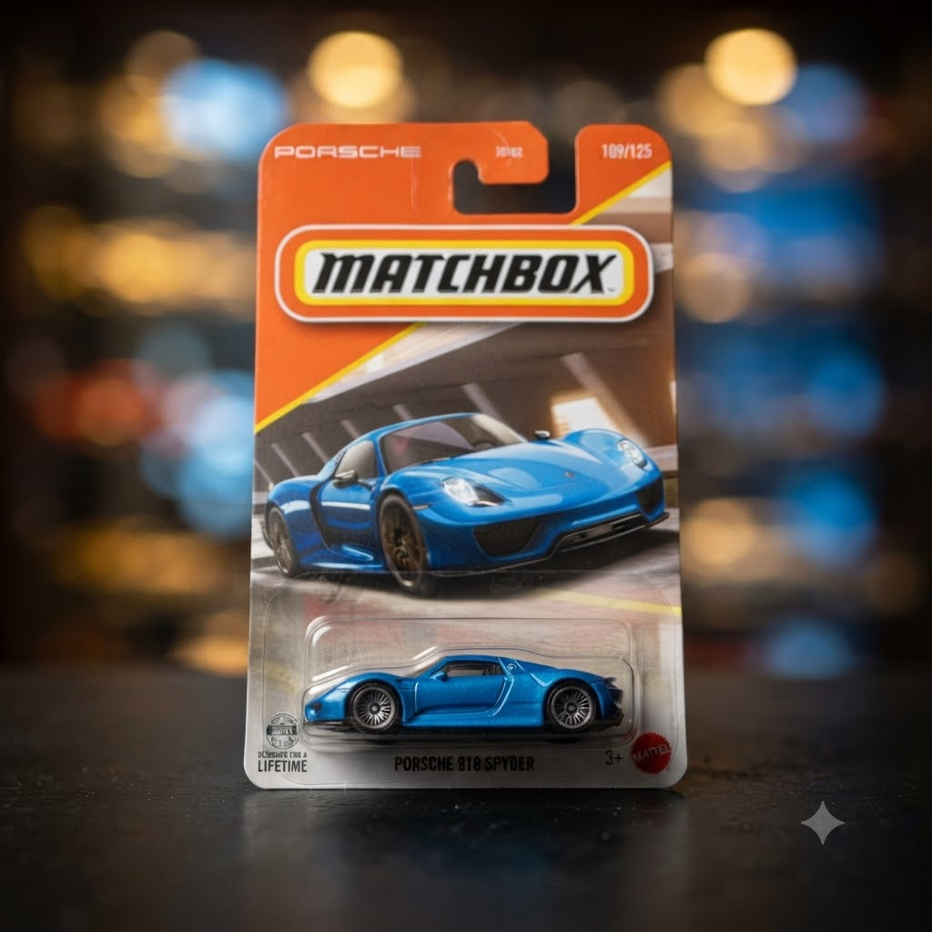 Matchbox Porsche 918 Spyder (Blue) – 109/125 Die-Cast Collectible