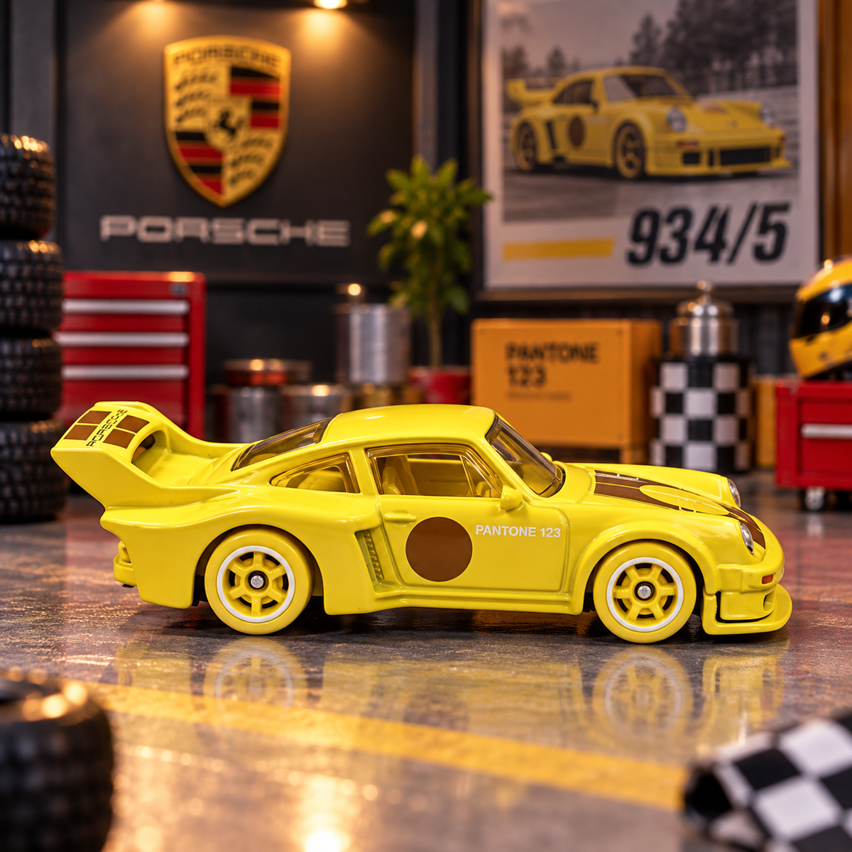 Hot Wheels Silver Series Porsche 934/5 – Pantone 123 Yellow Die-Cast Collectible Car