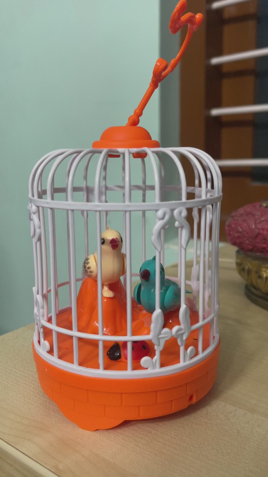 2 in 1 Beautiful Talking Bird in Cage (Multicolor) Talking Bird Toy