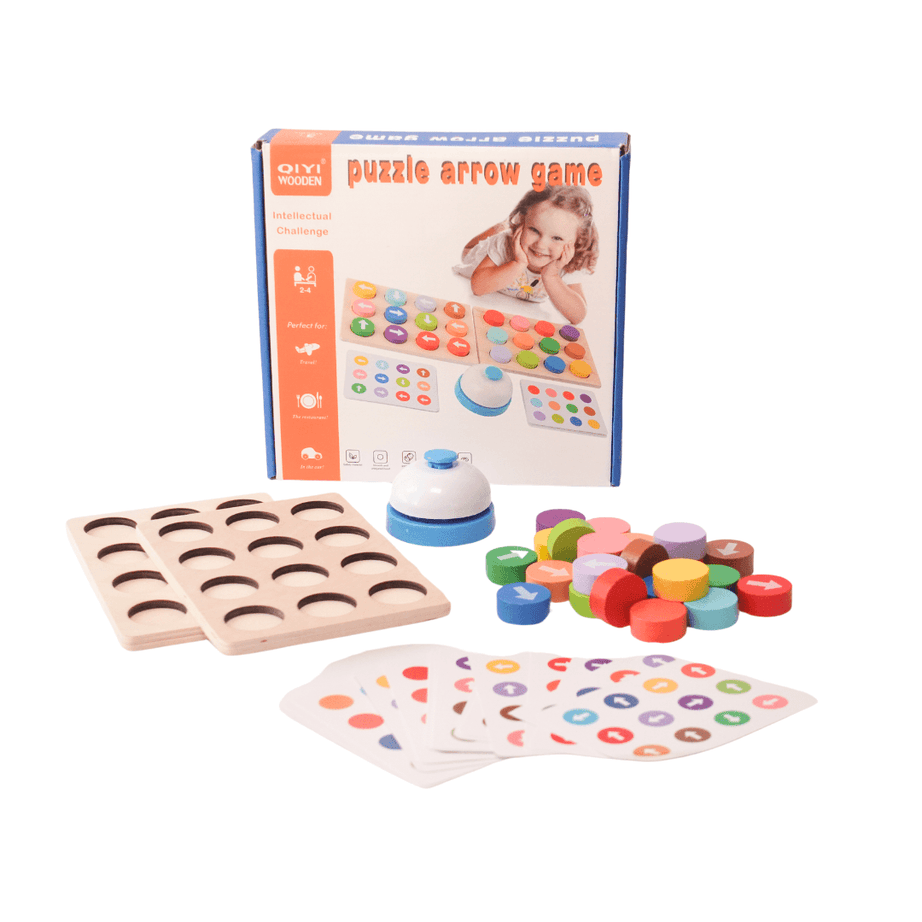 Puzzle Arrow Game Wooden Puzzle with Bell Kit for kids 3+ Years - Kids Bestie