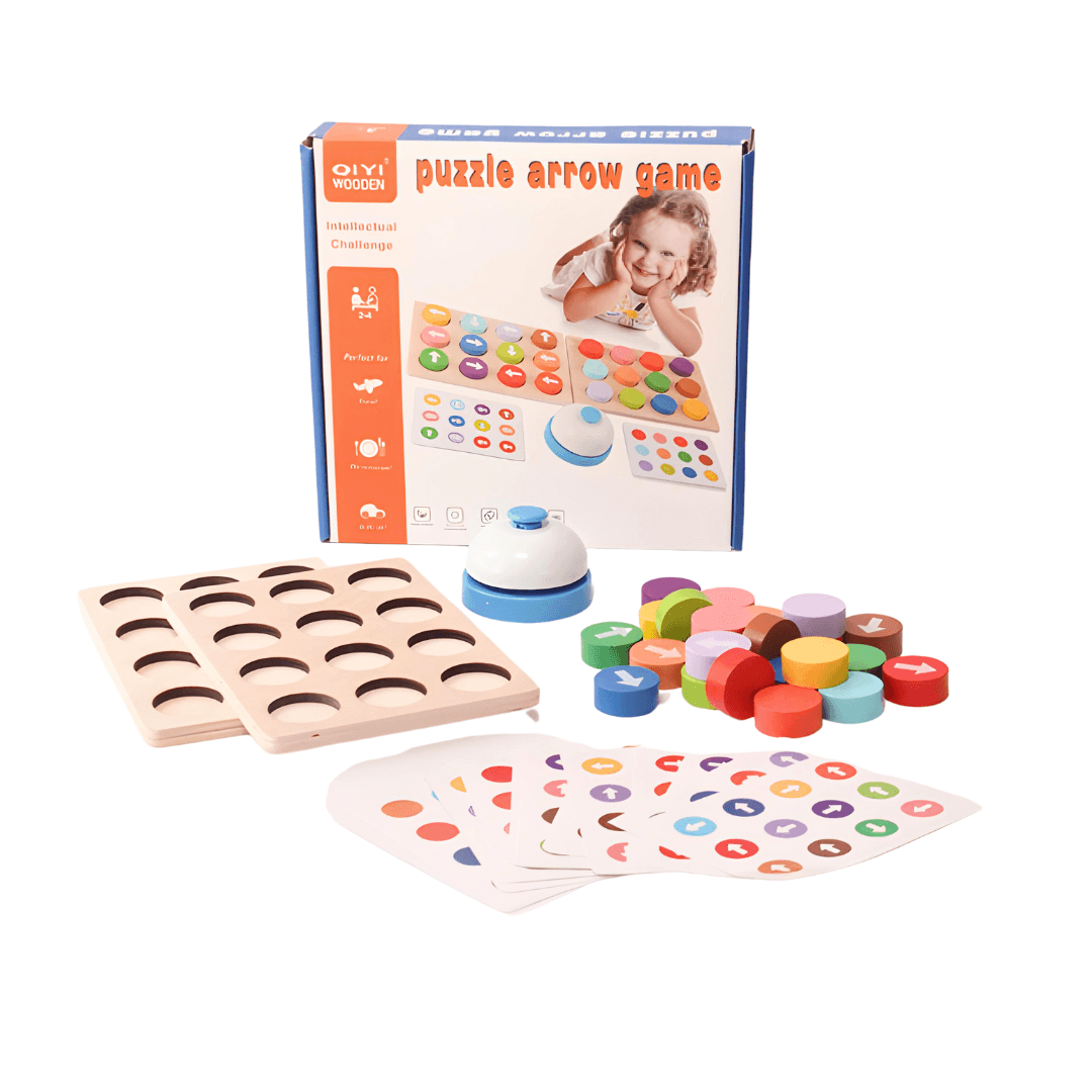 Puzzle Arrow Game Wooden Puzzle with Bell Kit for kids 3+ Years - Kids Bestie