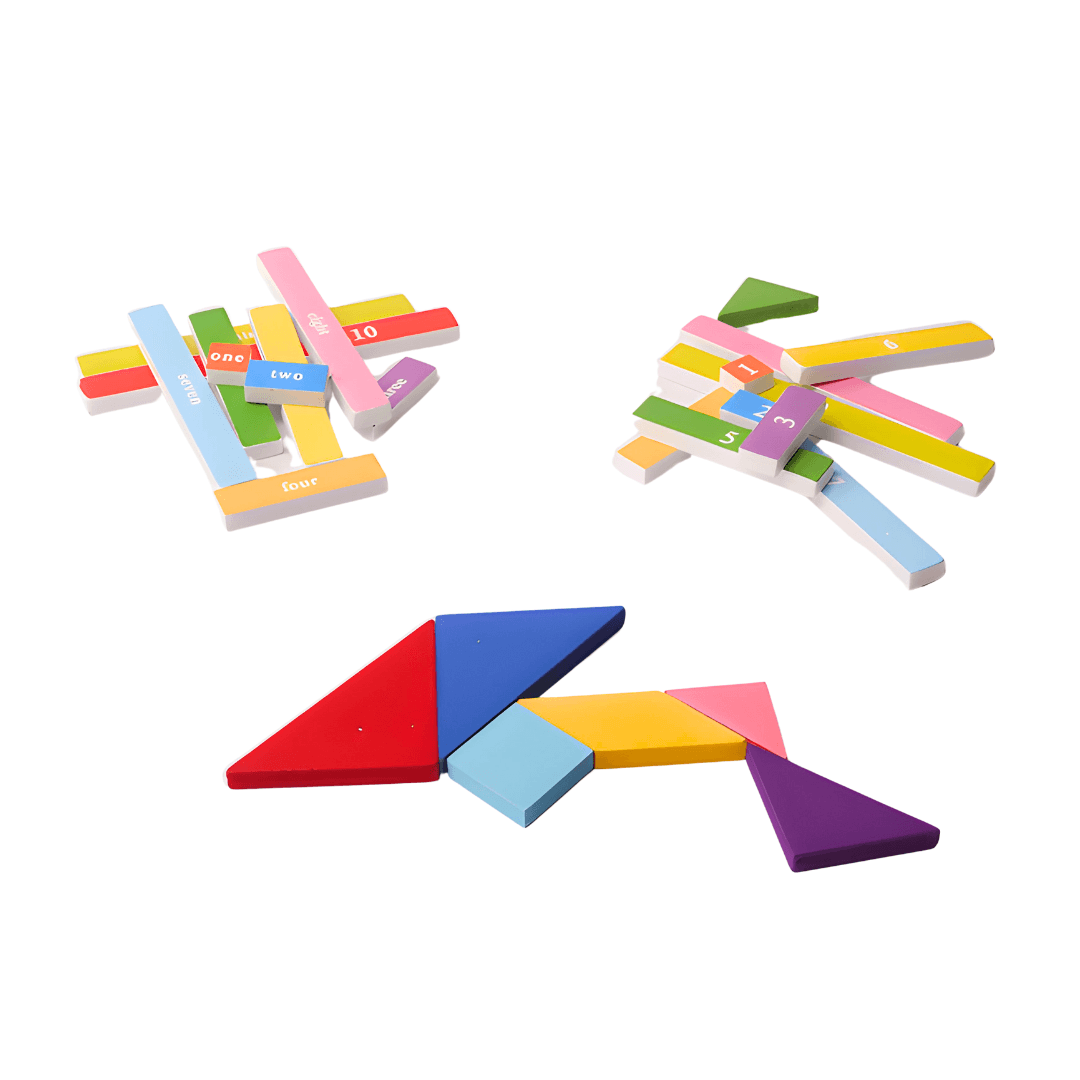 Qiqi 3 in 1 Puzzle- Numbers,2 shapes for kids - Kids Bestie