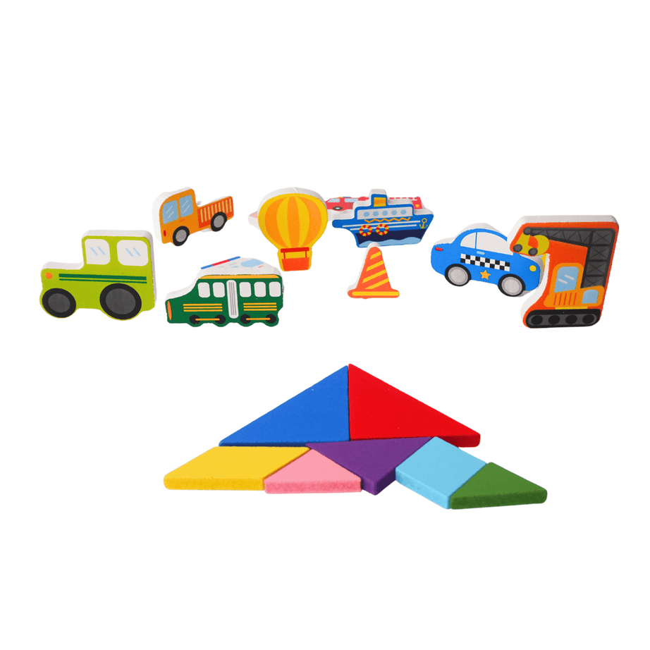 Qiqi 3 in 1 Puzzle- Vehicles,2 shapes for kids - Kids Bestie