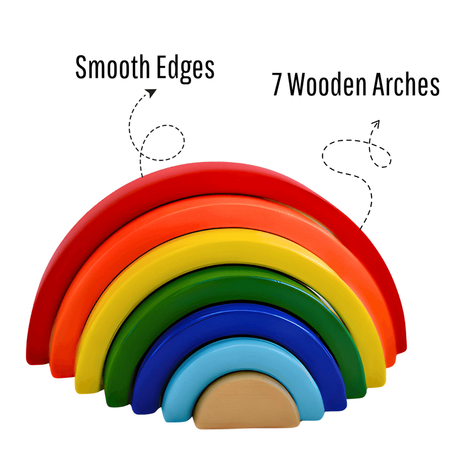 Rainbow Stackers | Wooden Stacking Toys for Kids Toddlers - Kids Bestie