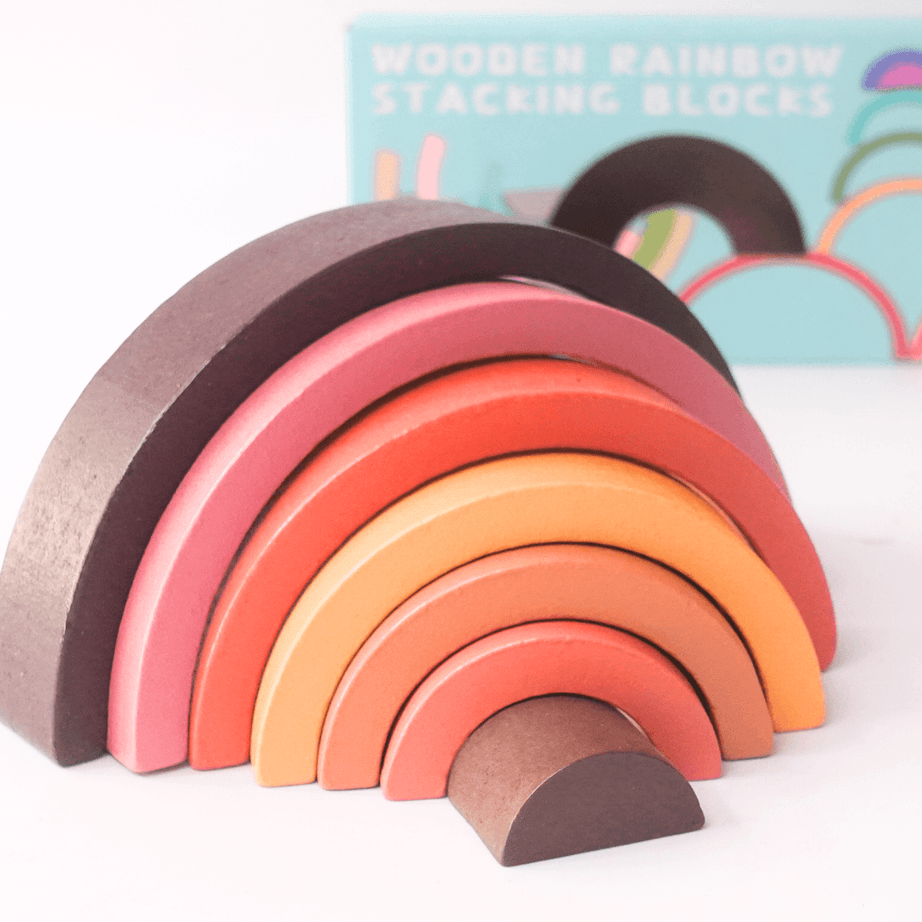 Rainbow Stackers | Wooden Stacking Toys for Kids Toddlers(S) - Kids Bestie