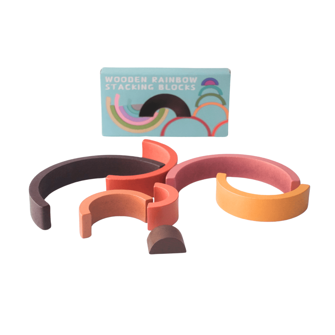 Rainbow Stackers | Wooden Stacking Toys for Kids Toddlers(S) - Kids Bestie