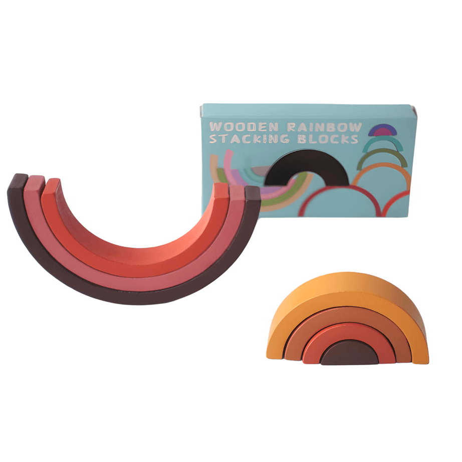 Rainbow Stackers | Wooden Stacking Toys for Kids Toddlers(S) - Kids Bestie