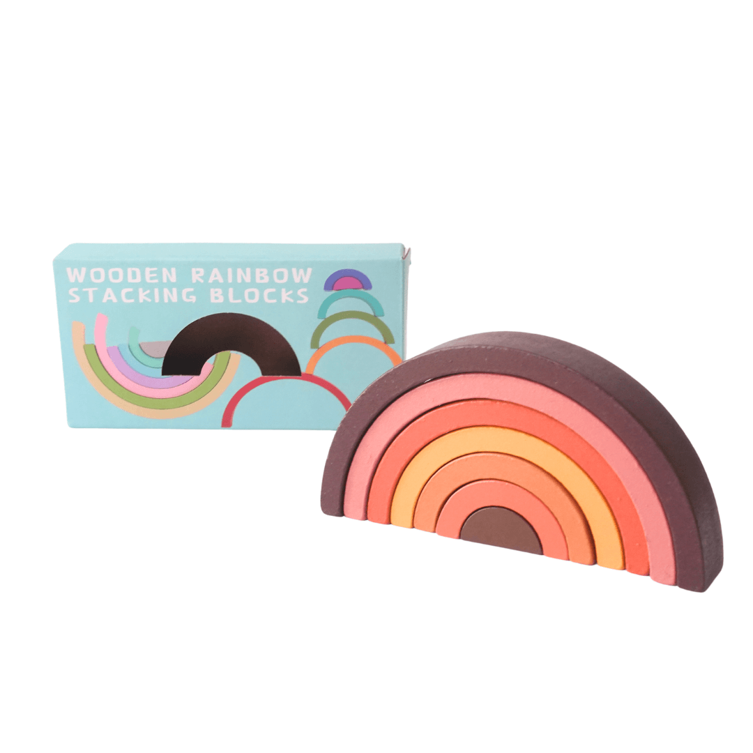 Rainbow Stackers | Wooden Stacking Toys for Kids Toddlers(S) - Kids Bestie